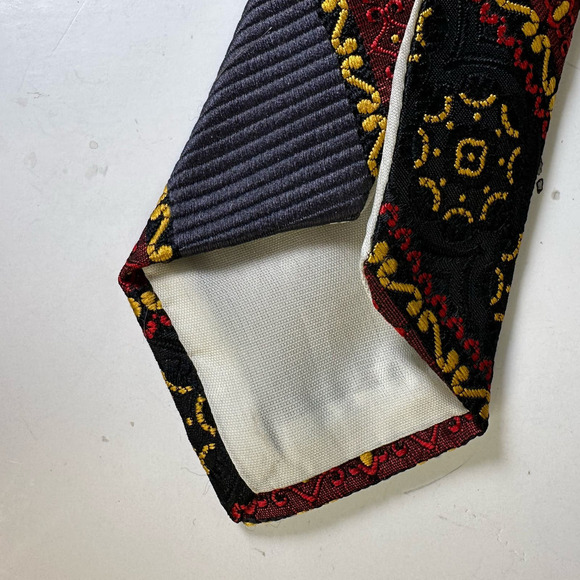 Vintage 70s Wide Oscar Chaum Imported Mod Patterned Repp Tie Polyester 4.4" Wide - Picture 4 of 8